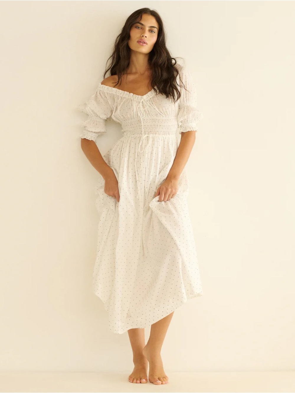 Doen Ischia Dress in Salt Flock Size Small